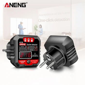 ANENG AC28 Фазометр Детектор Инструмент Цифровой дисплей Тестовая розетка питания ЖК-дисплей 50 Гц / 60 Гц для проверки розетки питания / выключателей утечки
