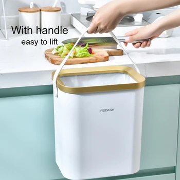 Новый 15-литровый кухонный мусорный бак для ванной комнаты с ручкой Золотая роскошная квадратная корзина для мусора Офисная корзина для переработки бумаги Ящик для хранения