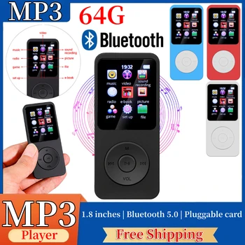 1,8-дюймовый портативный MP3-плеер Walkman Bluetooth 5.0 HiFi Lossless Sound Студенческий спорт Бег MP3 Музыкальный плеер FM Радио