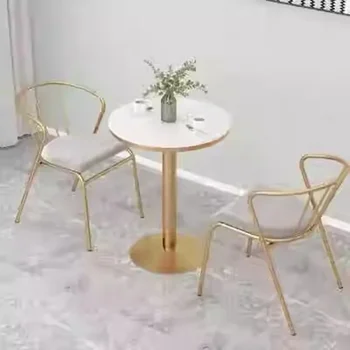 белый журнальный столик для гостиной круглый обеденный металлический центральный журнальный столик минималистичный дизайнер Mesa Nordic Современная садовая мебель