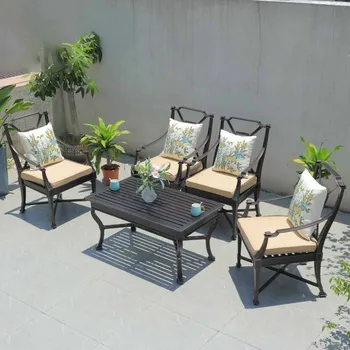 Столы и стулья для отдыха на открытом воздухе, литые алюминиевые прямоугольные, от обеденных столов и стульев, открытых балконов, садов, литых и других