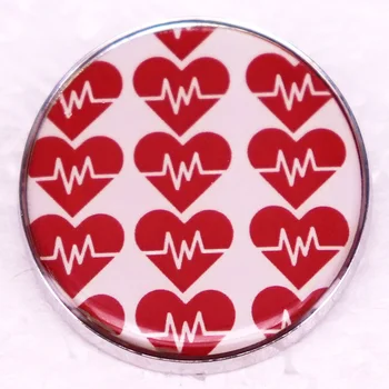  Сердце Медицинский Красный Пульс Сердечная Частота Сердечный Ритм Брошь Эмаль Булавка Кнопка Значок Ювелирные изделия