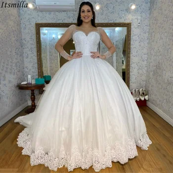 Itsmilla Элегантное кружевное бальное платье с любовью Свадебные платья с аппликациями 2024 Бисерный шлейф Свадебные платья Vestido De Noiva