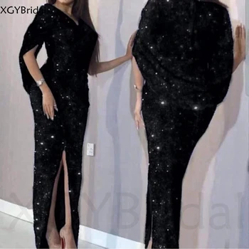Новое поступление Кружевные платья с блестками с V-образным вырезом Abendkleider Dubai Вечерние платья robe de soirée femme Вечернее платье