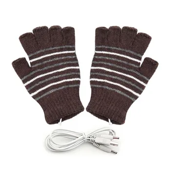 Варежка Зимние перчатки для ноутбука Женщины Теплый Трикотаж USB Палец Мужчины Перчатки с подогревом