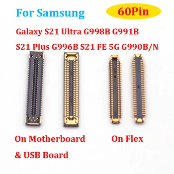 2 шт. 60-контактный USB-порт для зарядки Samsung Galaxy S21 Ultra G998B G991B S21 Plus G996B S21 FE 5G G990B/N Зарядное устройство FPC Разъем