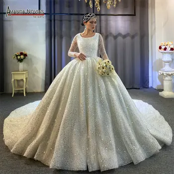 Удивительное новое свадебное платье с полным бисером элегантное свадебное платье