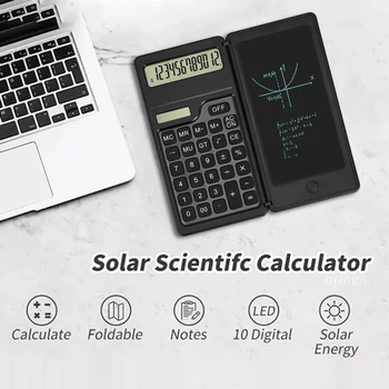 Складной калькулятор с 6-дюймовым ЖК-дисплеем Пишущий планшет 12-значный калькулятор Блокнот Солнечная батарея / батарея для школьного офиса Бизнес