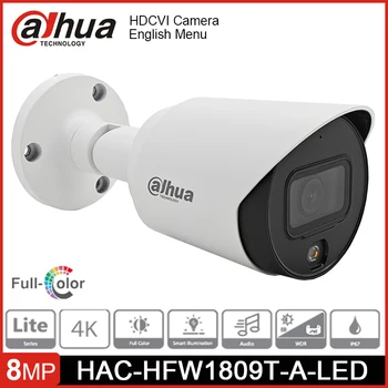Новый Dahua HAC-HFW1809T-A-LED 4K 8MP Полноцветный HDCVI Bullet Аналоговая камера CCTV Наружный встроенный микрофон CVI/CVBS/AHD/TVI переключаемый