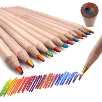 Многоцветные карандаши Деревянные цветные карандаши 7 в 1 Цветные радужные карандаши Разноцветные карандаши Набор для рисования Дропшиппинг