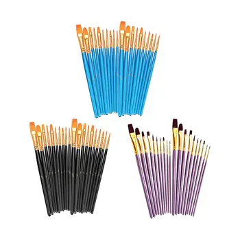 20x Artist Paint Brushes Set Портативная нейлоновая кисть для волос Акварельная кисть для масляной живописи для тела лица темпера гуашь масляная живопись