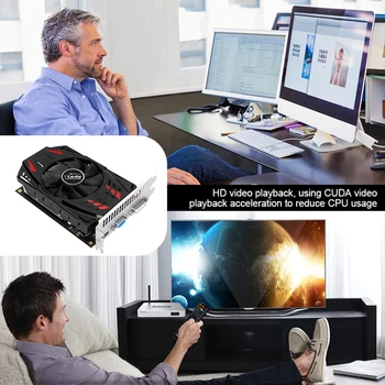 GT730 Видеокарта Автоматический вентилятор охлаждения 2 ГБ Игровая видеокарта 902 МГц DDR3 HD Замена интерфейса для офисных игр