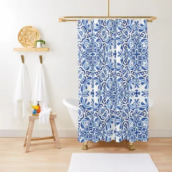 Средиземноморская мозаичная плитка / Azulejos Душевая занавеска для душа для ванных комнат Водонепроницаемая занавеска для душа