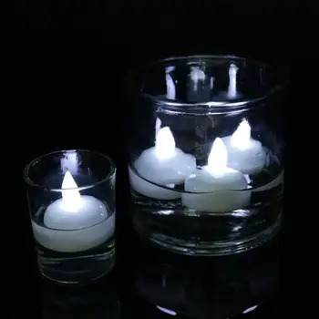 Светодиодные свечи Беспламенный портативный светильник для бассейна Аксессуары для ванной комнаты Плавающие чайные свечи Энергосберегающие светодиодные чайные свечи Батарея