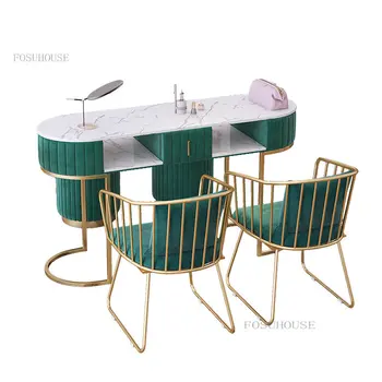 скандинавский мрамор маникюрный стол набор стульев креативный дизайнер одинарные двойные маникюрные столы современный минимализм профессиональный маникюрный стол