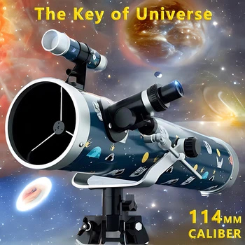 Профессиональный астрономический телескоп для космоса 35X-875X Увеличить Бинокль калибра 114 мм 1,5 метра Штатив Луна Туманность Юпитер