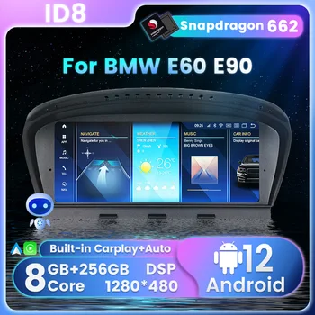 8G+256G CarPlay Android 12 Автомагнитола для BMW 5 серии E60 E61 E63 E64 E90 E91 E92 E93 CCC CIC Мультимедийный плеер GPS-навигация