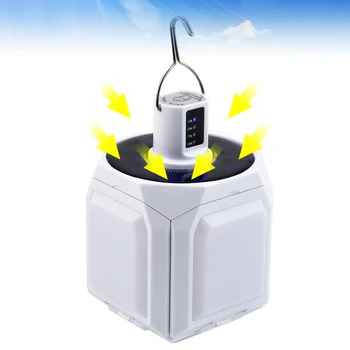  Складной светодиодный светильник на солнечных батареях с крючком для подвешивания Светодиодный фонарь для кемпинга USB Зарядка 4 передачи для кемпинга на открытом воздухе Рыбалка Пешие прогулки