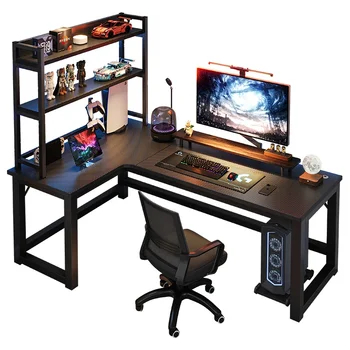 *Угловые игровые столы Компьютерный стол для двух человек Настольный домашний книжный полк Комбинированный офисный компьютерный стол
