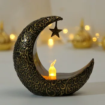 2024 Лампа Ид Мубарак, Рамадан Карим Подсвечник Свет Украшение Рамадана для дома Исламская мусульманская партия Ид аль-Адха Декор