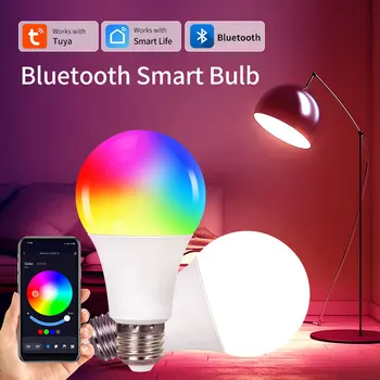 Tuya Smart Life Bluetooth Пятипозиционная лампочка Телефон Пульт дистанционного управления Smart E27 220 В-240 В 110 В Внутреннее освещение Атмосфера Светодиодная лампа