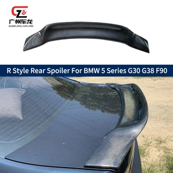 R Style Real Carbon Fiber Задний ствол Верхняя губа Спойлер для BMW 5 серии G30 G38 2018-2020 ABS Пластик Глянцевый черный Спортивное хвостовое крыло