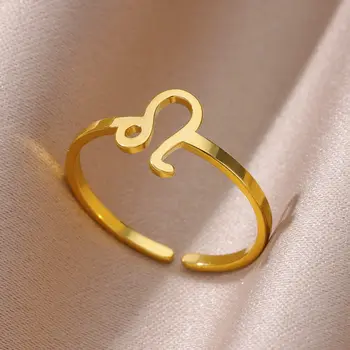 Кольца для женщин Нержавеющая сталь Регулируемые кольца с двенадцатью созвездиями Кольцо Стрелец Рак Никогда не выцветает Ювелирные изделия