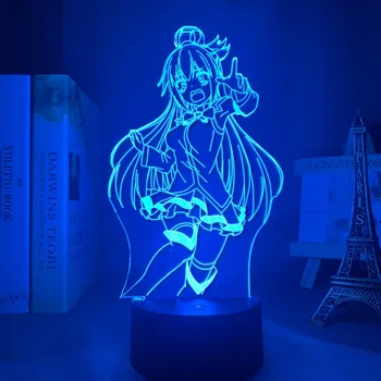 KonoSuba Светодиодный ночник Aqua Lamp для декора спальни Подарок на день рождения KonoSuba Aqua Light 3D
