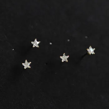 GOLDtutu Серьги из 14-каратного золота с кристаллами и звездами для женщин, маленькие и изысканные, красивые, маленького золотого цвета, kj160