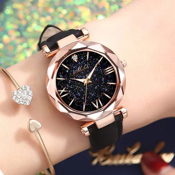 Женские часы со стразами Романтические наручные часы звездного неба Модные женские кожаные часы Часы для женщин Relogio Feminino Montre Femme