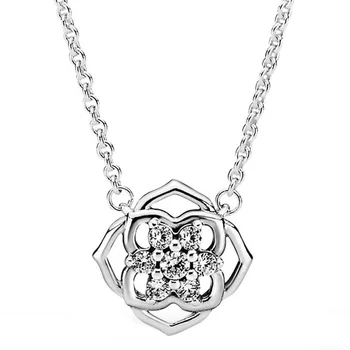 Оригинальное вневременное ожерелье Collier Лепестки роз для женщин 925 пробы Стерлинговое серебро Бусины Шарм Ожерелье Модные ювелирные изделия
