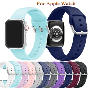 Силиконовые браслеты для Apple Watch 40 мм 44 мм 38 мм 42 мм модный спортивный ремешок для смарт-часов Apple Watch серии 7 6 4 5 3 2 1 Часы