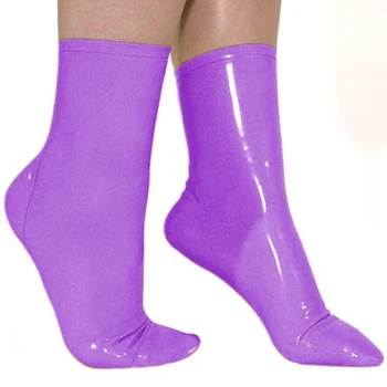 Новый стиль Латексные носки Фиолетовые носки ручной работы 0,4 мм Резина водонепроницаемый размер S-XXL