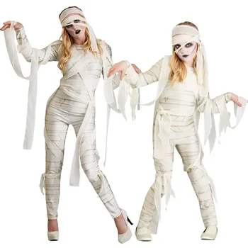 Дети Взрослые Белые Костюмы Мумии Хэллоуин Зомби Ролевая игра Одежда Ужас Мертвое тело Набор для девочек Женщины Ролевые игры