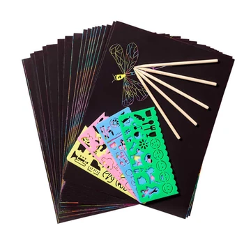  Скретч-бумага Художественный набор Радужная волшебная скретч-бумага 50 шт. для детей Черный Скретч-это Арт-ремесла Наборы Заметки Доски