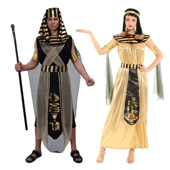 Высокое качество Пурим Мужской костюм фараона Клеопатры Косплей Египет Египетские наряды для взрослых Костюмы на Хэллоуин