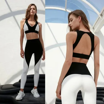  Пэчворк Цветные наборы для йоги Женские Zero-Feel High Strethy Soft Sports Suit Два предмета Спортивные костюмы для фитнеса Женская спортивная одежда