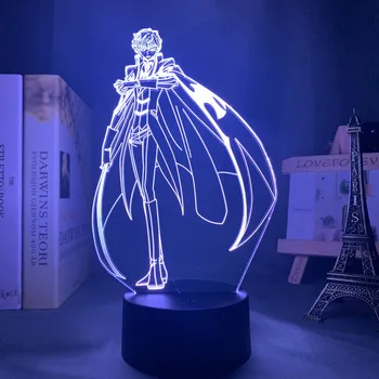 Светодиодный ночник Код Geass Suzaku Kururugi 3D Лампа Аниме Для Декора Комнаты Ночник Ребенок Ребенок Подарок на День Рождения Suzaku Kururugi Light