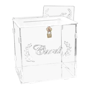Акриловая коробка для карт для свадебного приема Прозрачная коробка для карт с замком Коробка для подарочных карт Держатель для копилки для юбилея приема