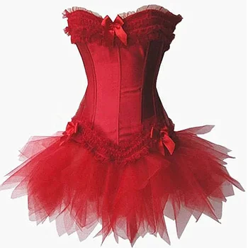оптом 2 шт. красный черный сексуальные готические корсеты платье женские корсеты горячие шейперы тела интимные корсеты и бюстье с пачкой юбки
