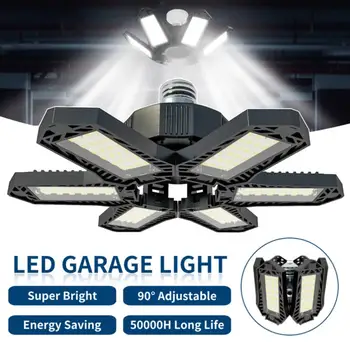 6 лопастей деформируемый светодиодный гаражный светильник E27 / E26 Регулируемый потолочный светильник для магазина Профессиональный склад складные вентиляторные лампы