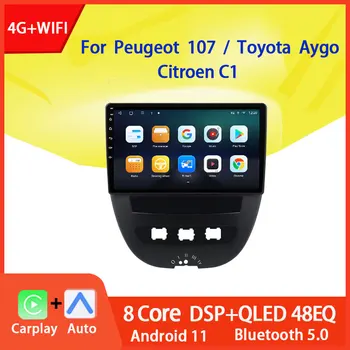 Android Автомагнитола для Peugeot 107 Toyota Aygo Cieroen C1 2005-2014 Мультимедийный видеоплеер Навигация GPS 4G WIFI Stereo 2Din