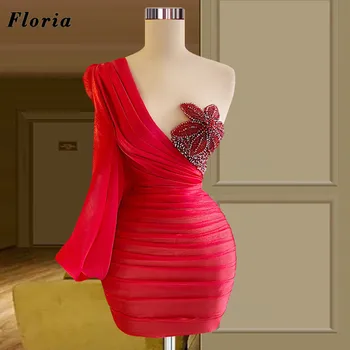 Элегантные красные вечерние платья 7 стилей Арабское короткое атласное коктейльное платье для вечеринок Clubbing 2022 Robes De Soiree Бисероплетение Вечерние платья