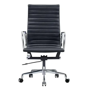 Офисное кресло из натуральной кожи Nordic Leisure Roller Поворотный компьютерный стул Алюминиевое основание Контрактное удобное