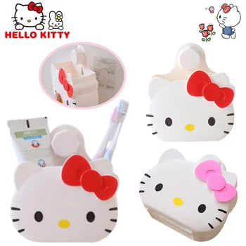 Hello Kitty Стойка для хранения Симпатичная мультяшная стойка для ванной комнаты Зубная паста Очищающее средство для лица Хранение Прочное настенное крепление Аксессуары для ванной комнаты