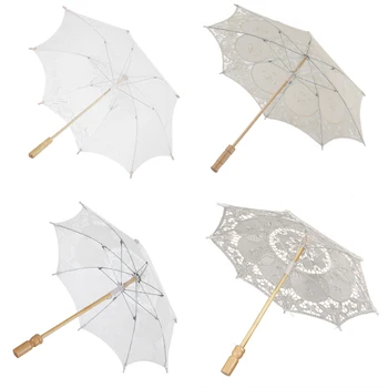  Кружевной зонтик Изысканный внешний вид Легко носить с собой Высококачественный кружевной свадебный зонтик Тонкое качество изготовления для свадьбы для торжества