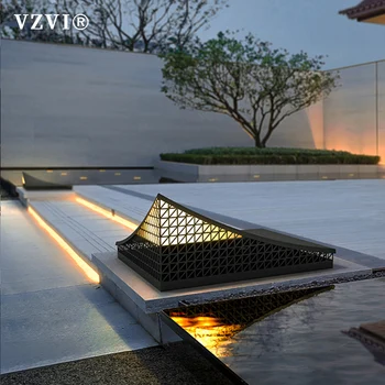VZVI Waterpoof Солнечный светодиодный светильник Открытый дизайн Сад Терраса Свет Забор Ландшафтный столб Фонари Внутренний двор Вилла Колонна Свет