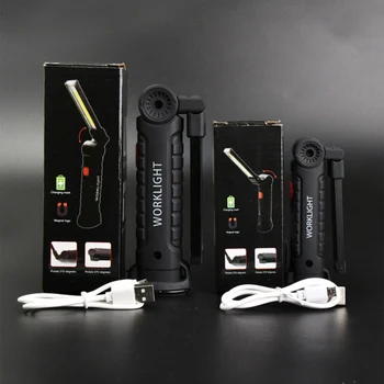Магнитный светодиодный фонарик Аккумуляторная батарея Рабочий инспекционный фонарь 5 режимов Фонарик COB Фонарь с USB-кабелем