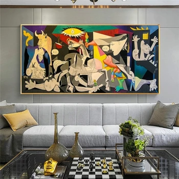 Герника-Пикассо знаменитая репродукция картины на холсте, плакаты и картины Пикассо абстрактного искусства украшают семейную спальню