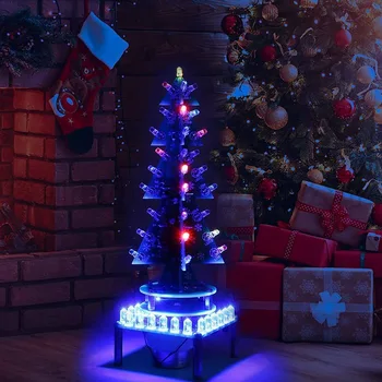 37 Светодиодные фонари Набор для пайки Лучшие подарки Вращающийся Красочный Набор DIY Мигающий Свет Рождественская елка Встроенный мотор для вечеринки